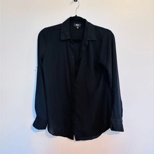 Mossimo black draped blouse with long sleeves and button front size extra small